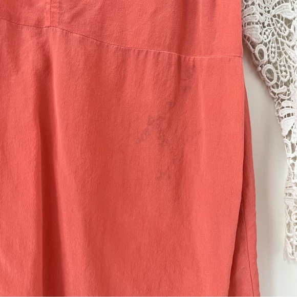 Club Monaco orange peach white lace silk top S - Picture 4 of 5